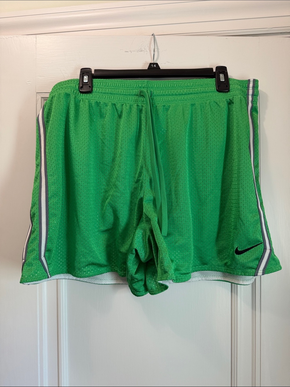 Nike Women's Bright Green Mesh Athletic Shorts with Side Stripe